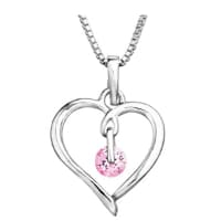 Present till tjej smycken - halsband i äkta silver med rosa kubisk zirkonia